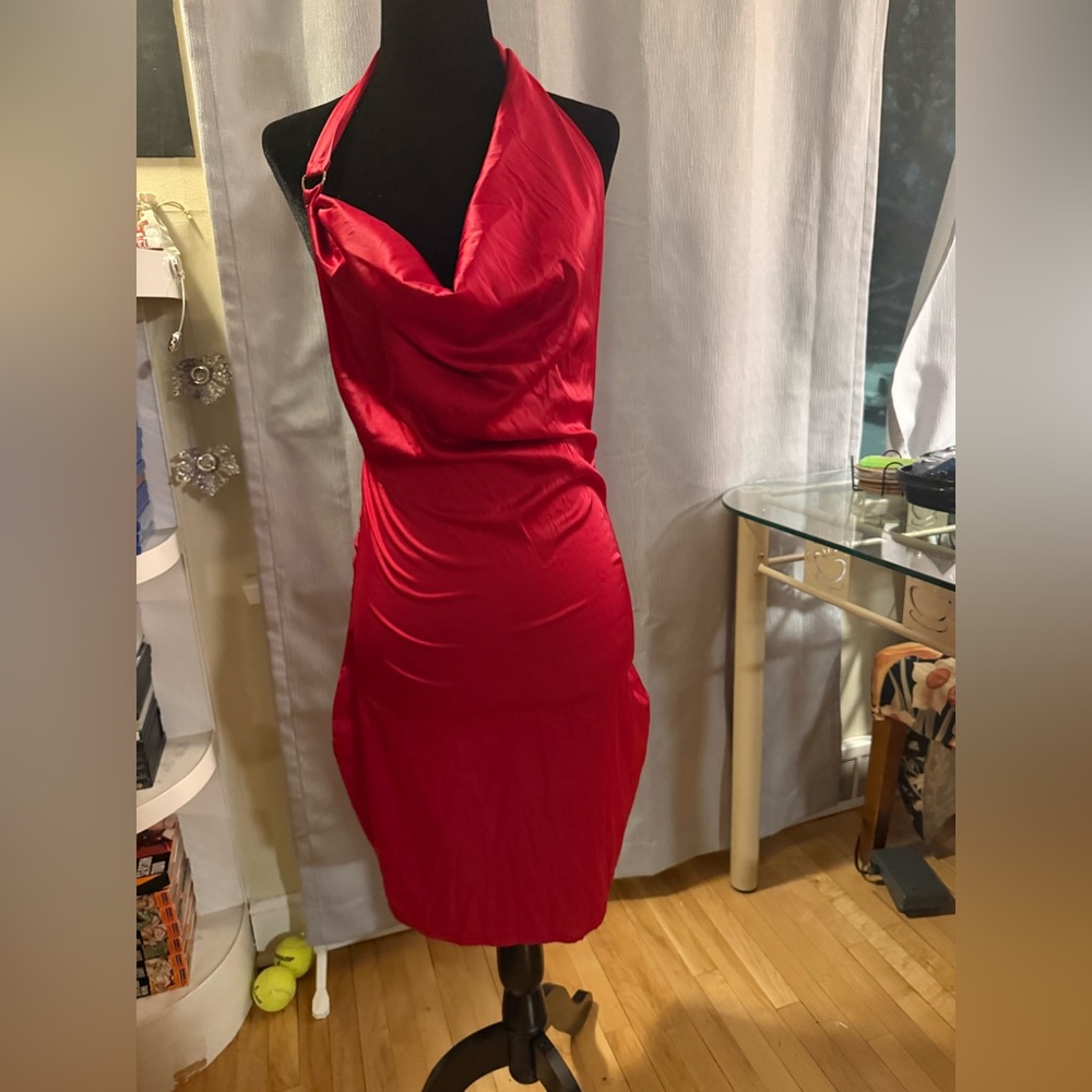 CBR Bold Red Satin Dress